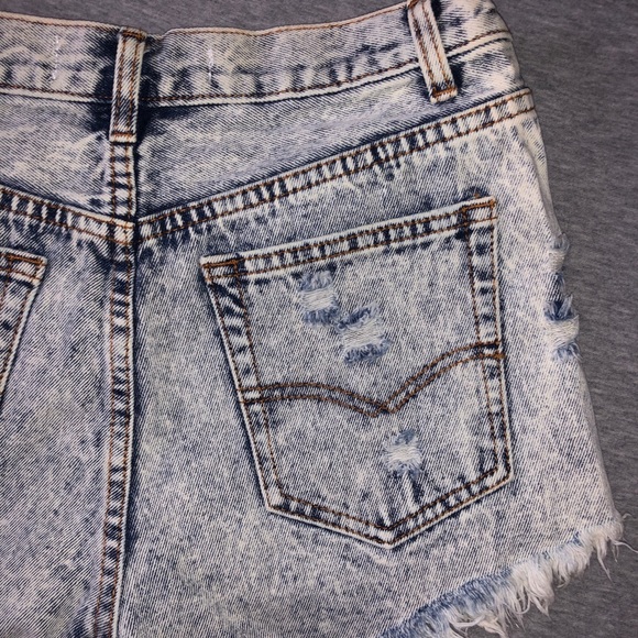Distressed Frayed Acid Wash Jean Shorts | Size S/M - Picture 7 of 8